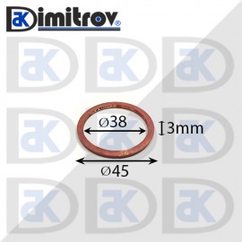 Дифтунга Ø 38 х Ø 45 х 3 mm медна